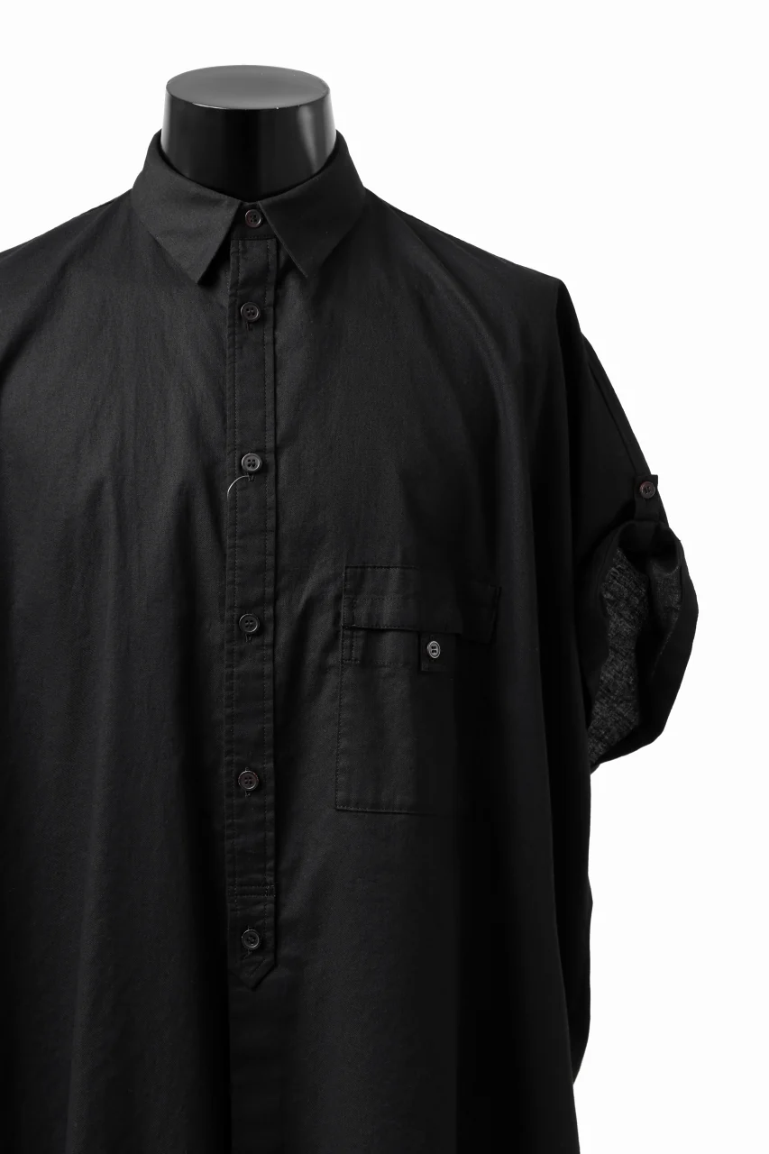 Y's ROLLED UP SLEEVE SHIRT BLOUSE / THIN TWILL (BLACK) - Image 22