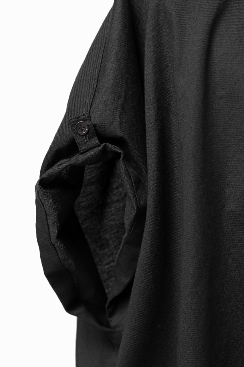 Y's ROLLED UP SLEEVE SHIRT BLOUSE / THIN TWILL (BLACK) - Image 24