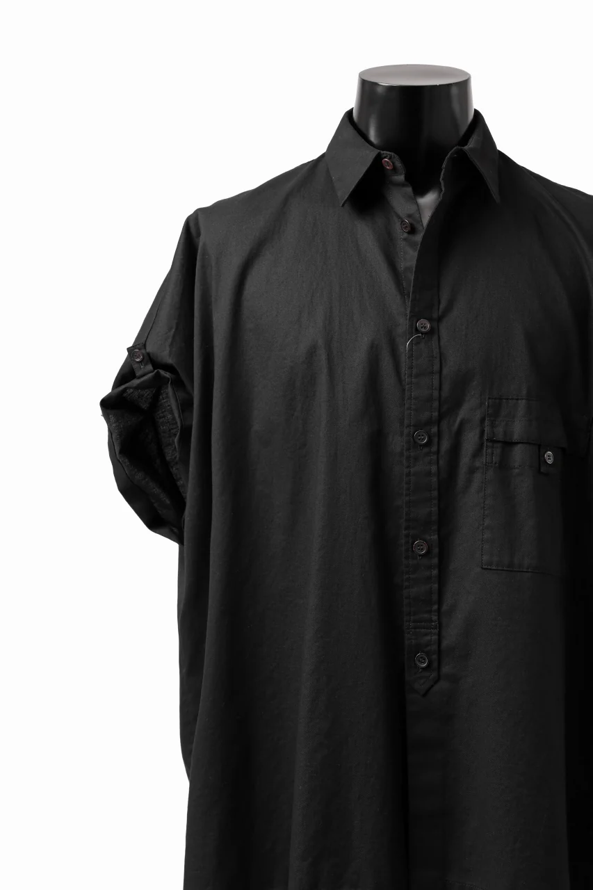 Y's ROLLED UP SLEEVE SHIRT BLOUSE / THIN TWILL (BLACK) - Image 26