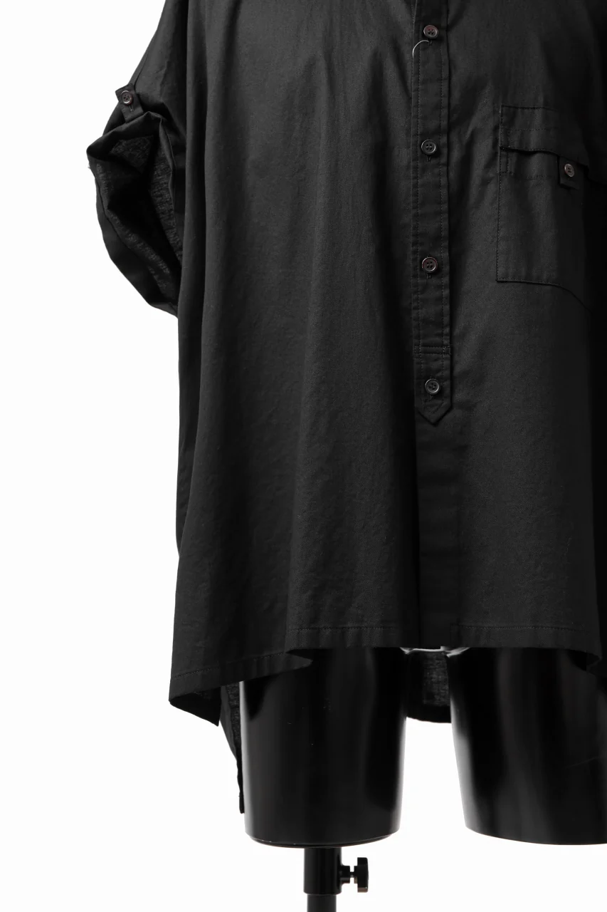 Y's ROLLED UP SLEEVE SHIRT BLOUSE / THIN TWILL (BLACK) - Image 27