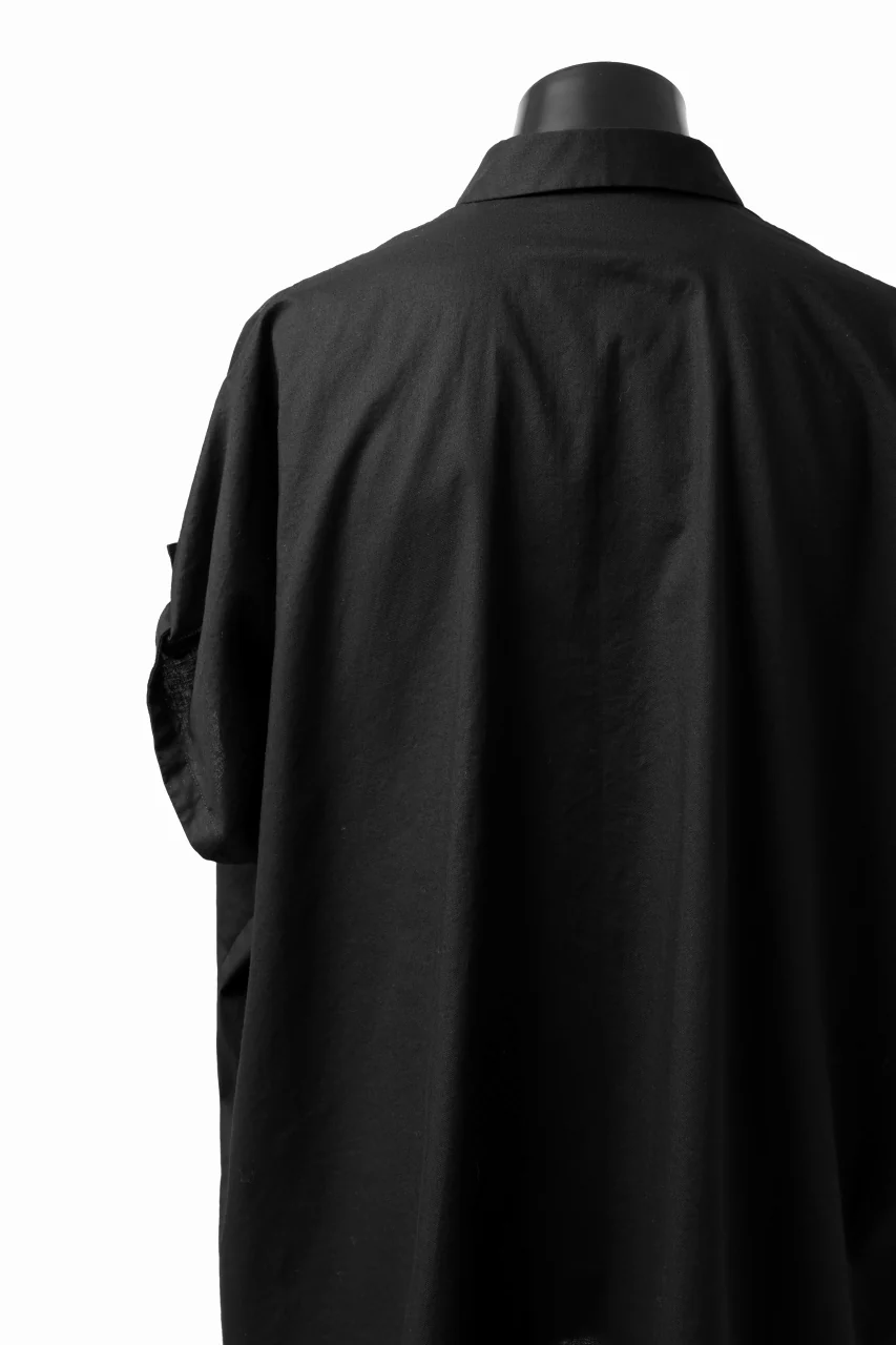 Y's ROLLED UP SLEEVE SHIRT BLOUSE / THIN TWILL (BLACK) - Image 29