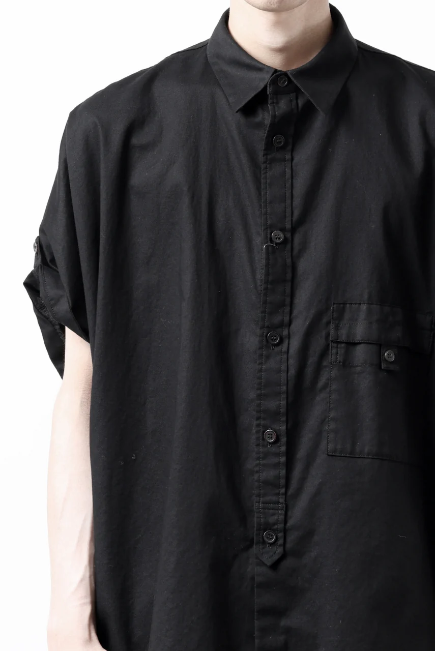 Y's ROLLED UP SLEEVE SHIRT BLOUSE / THIN TWILL (BLACK) - Image 30