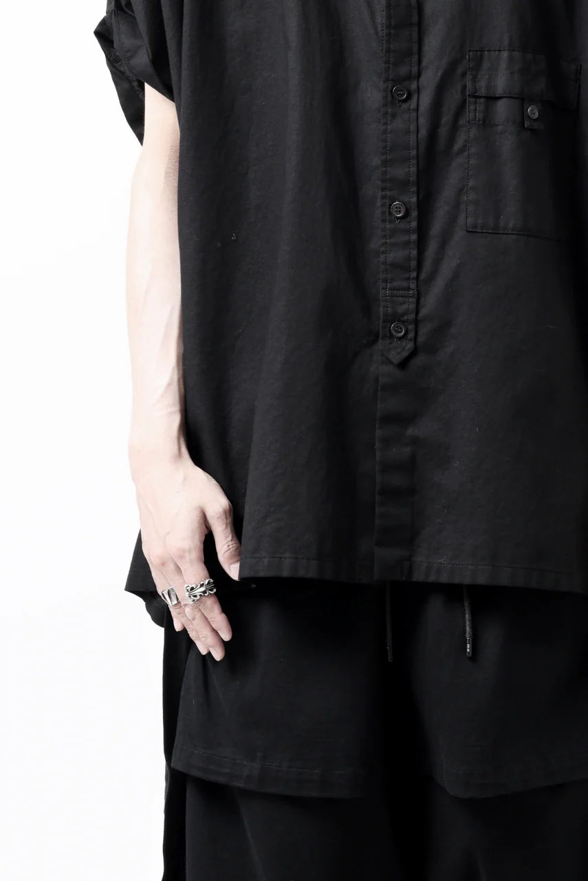 Y's ROLLED UP SLEEVE SHIRT BLOUSE / THIN TWILL (BLACK) - Image 31