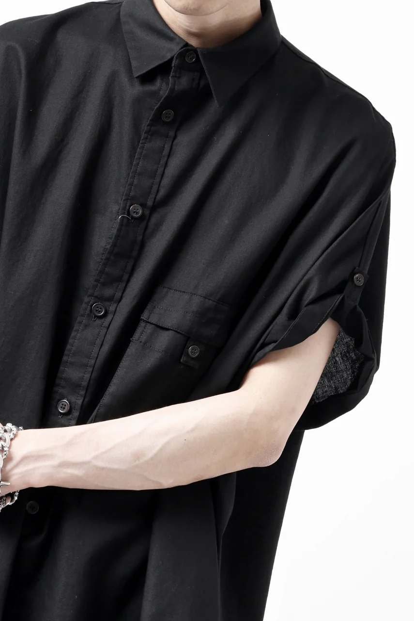 Y's ROLLED UP SLEEVE SHIRT BLOUSE / THIN TWILL (BLACK) - Image 32