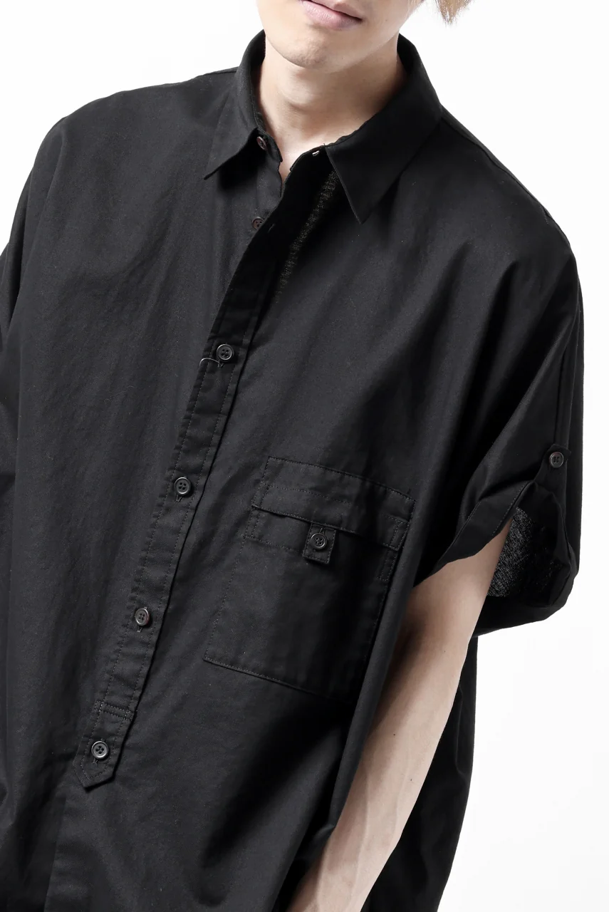 Y's ROLLED UP SLEEVE SHIRT BLOUSE / THIN TWILL (BLACK) - Image 35