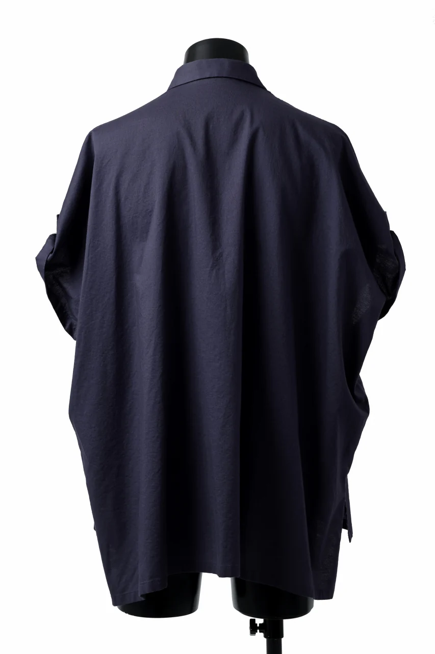 Y's ROLLED UP SLEEVE SHIRT BLOUSE / THIN TWILL (NAVY) - Image 4