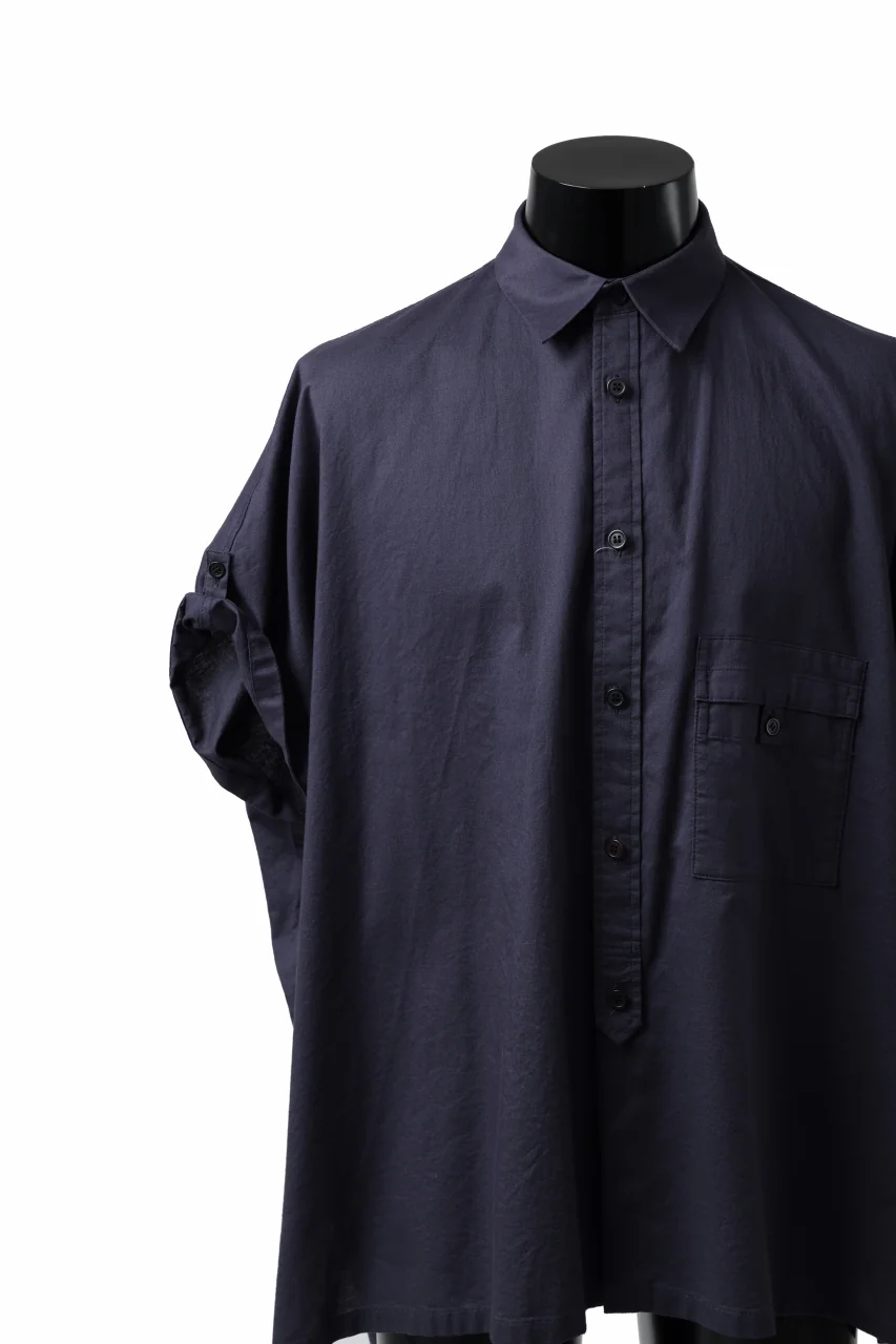 Y's ROLLED UP SLEEVE SHIRT BLOUSE / THIN TWILL (NAVY) - Image 6