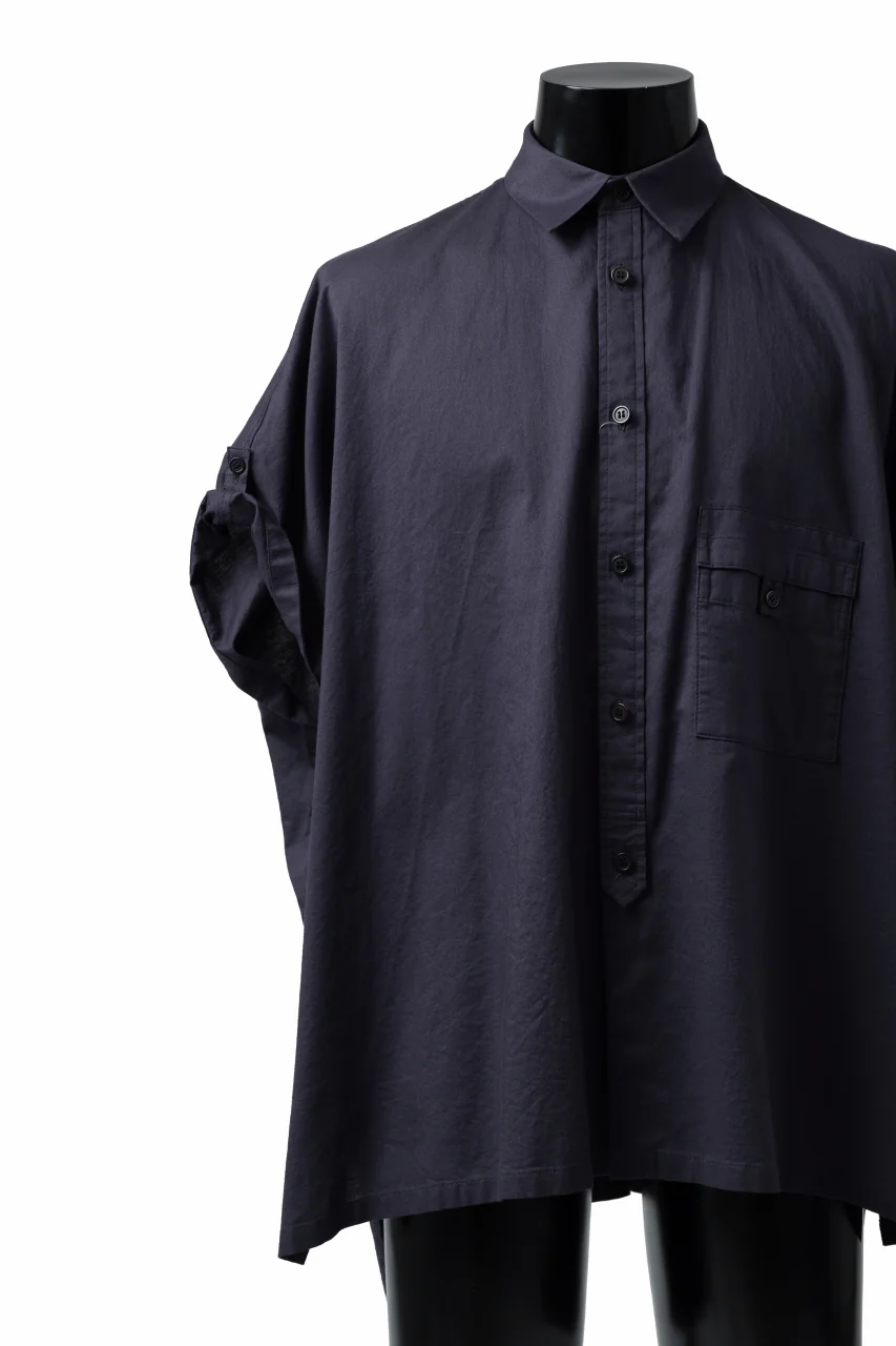 Y's ROLLED UP SLEEVE SHIRT BLOUSE / THIN TWILL (NAVY) - Image 7