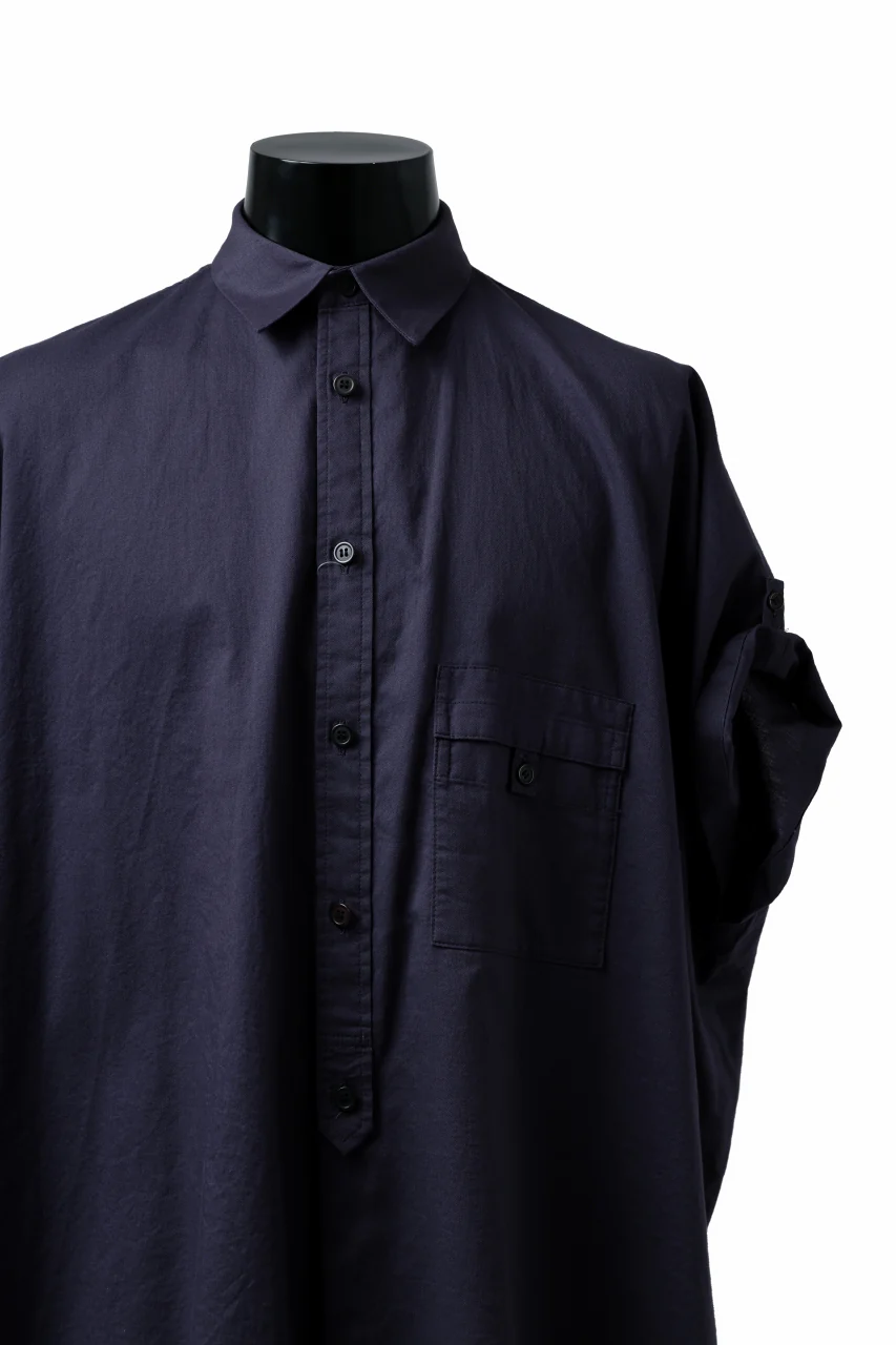 Y's ROLLED UP SLEEVE SHIRT BLOUSE / THIN TWILL (NAVY) - Image 8