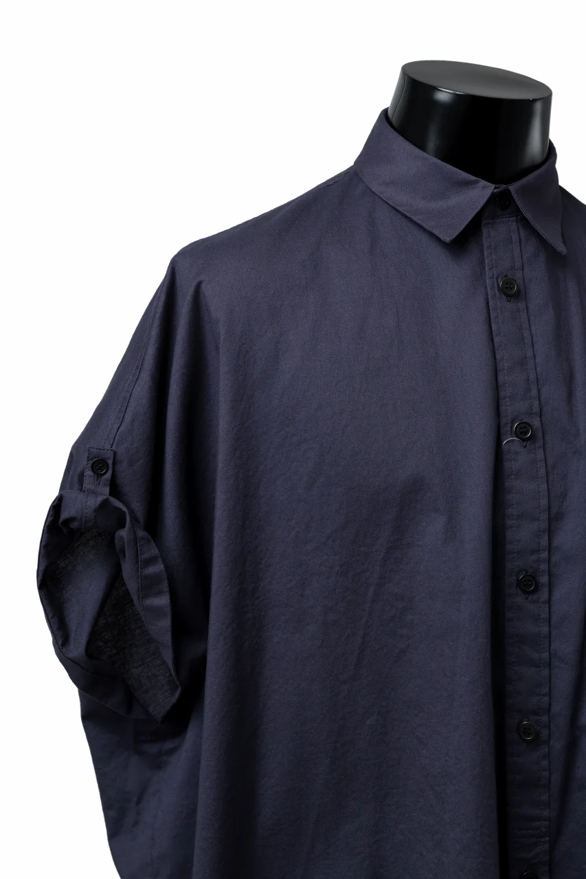 Y's ROLLED UP SLEEVE SHIRT BLOUSE / THIN TWILL (NAVY) - Image 9