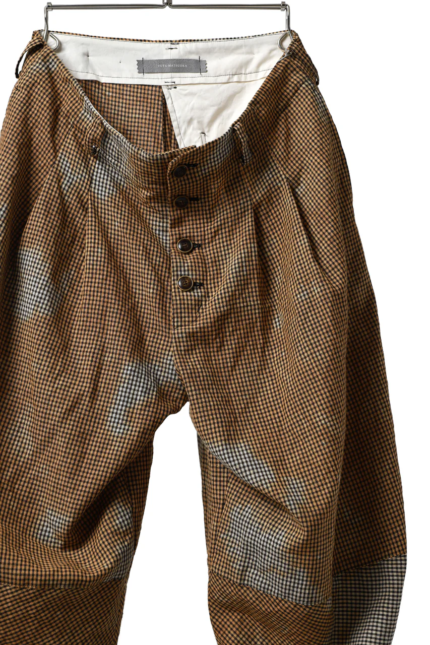 YUTA MATSUOKA 2 tucks wide taper cropped pants / mottled dyeing dead stock woven (gingham check) - Image 10