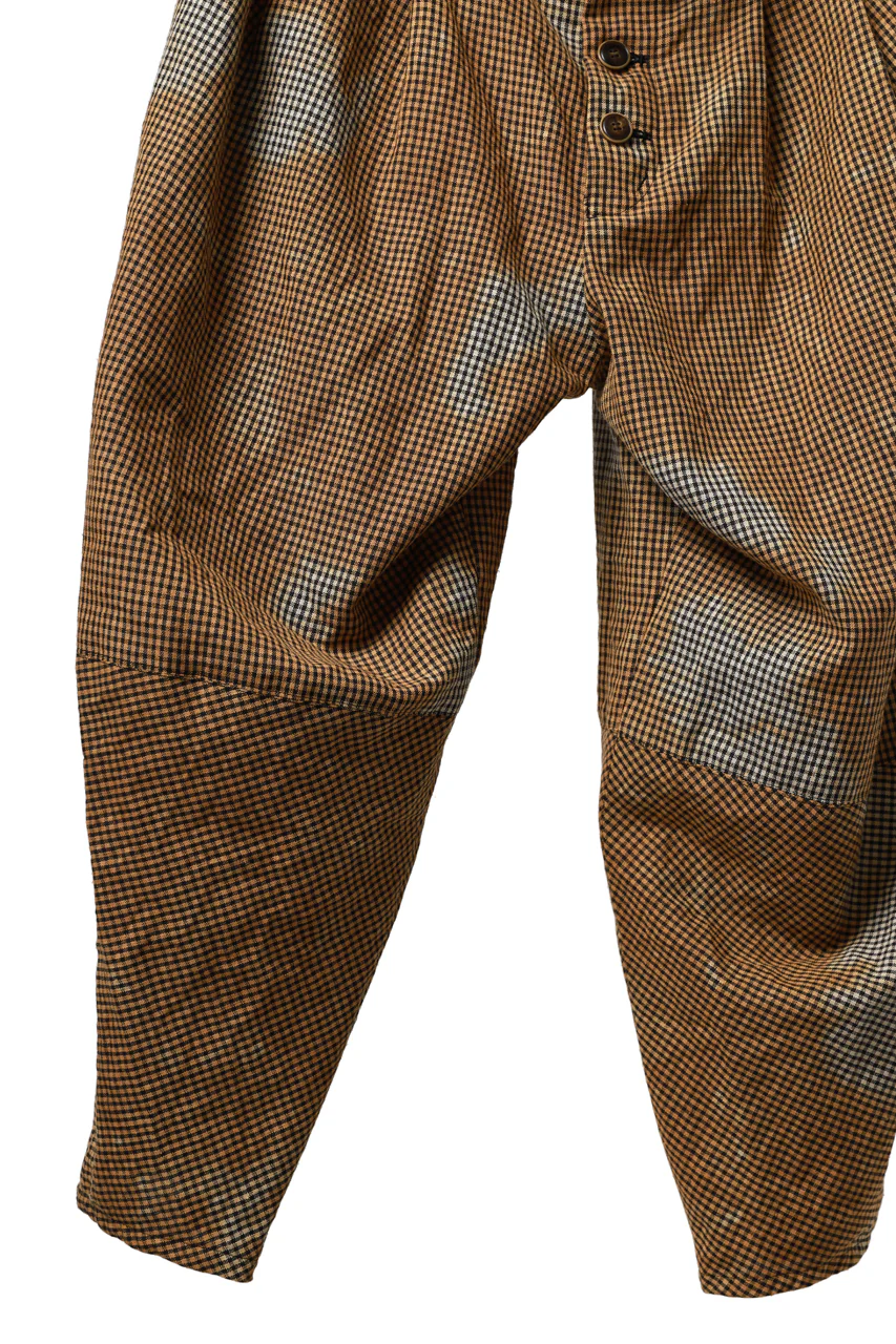 YUTA MATSUOKA 2 tucks wide taper cropped pants / mottled dyeing dead stock woven (gingham check) - Image 11