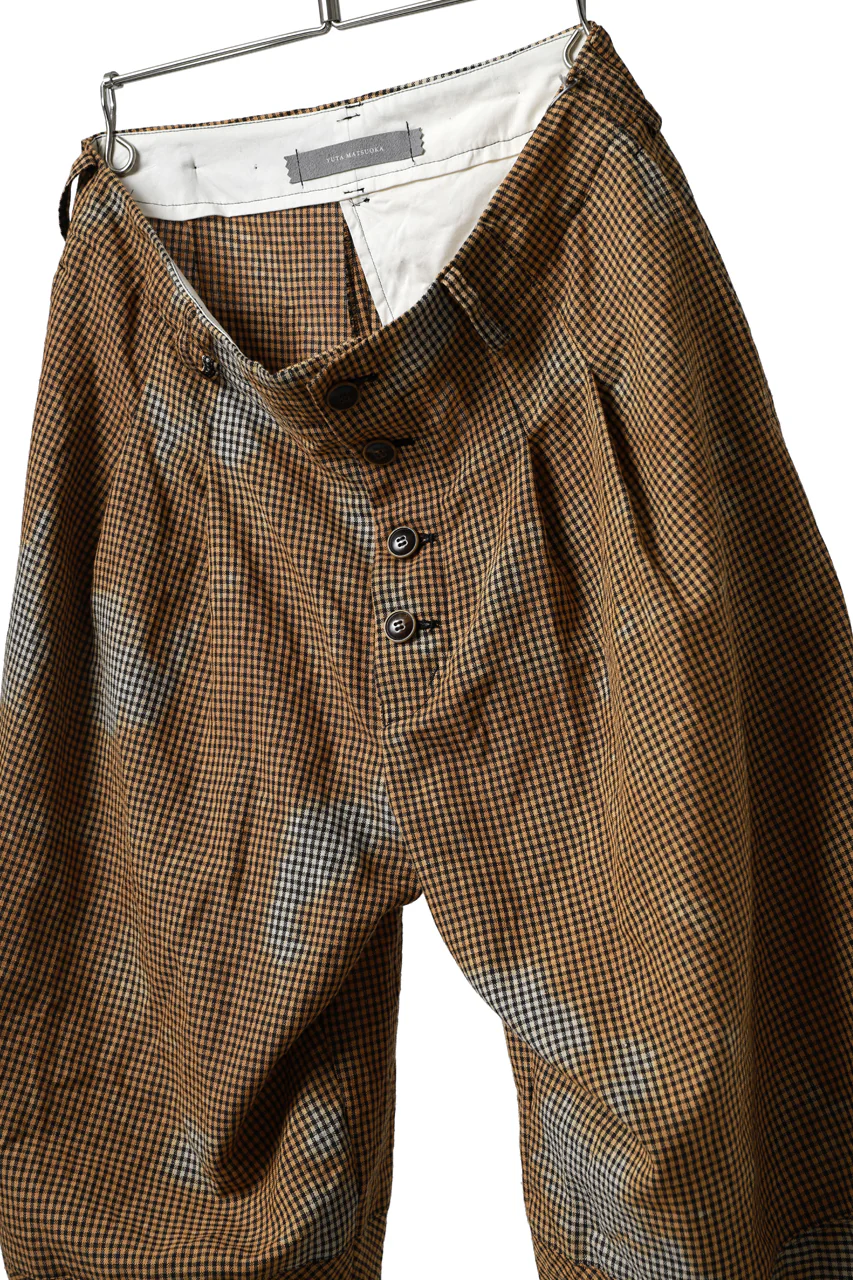 YUTA MATSUOKA 2 tucks wide taper cropped pants / mottled dyeing dead stock woven (gingham check) - Image 12