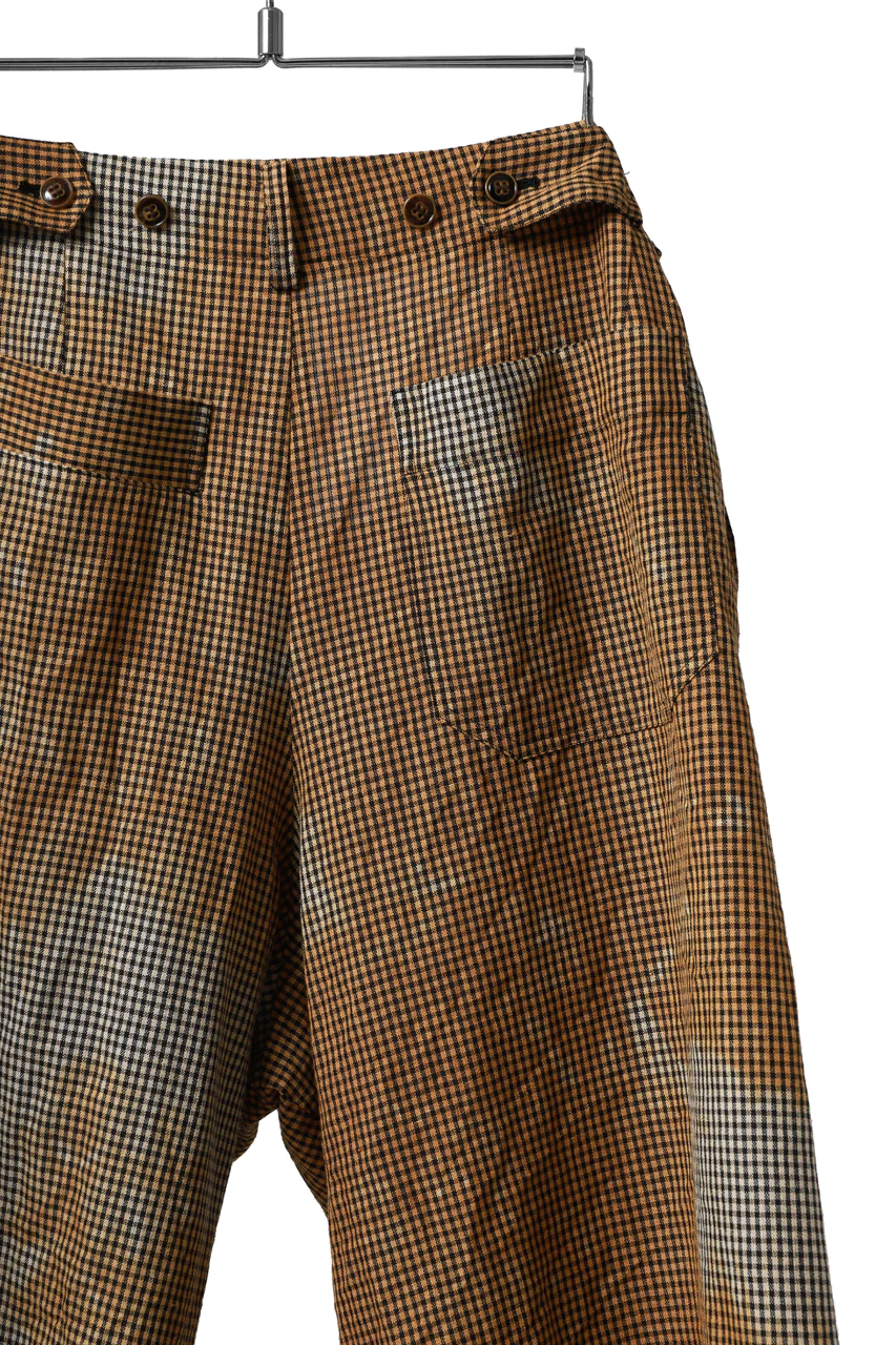 YUTA MATSUOKA 2 tucks wide taper cropped pants / mottled dyeing dead stock woven (gingham check) - Image 16