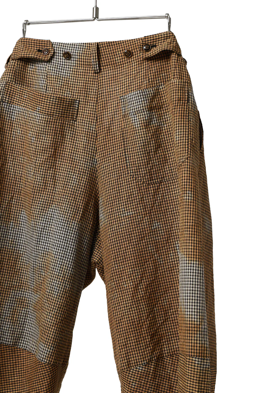 YUTA MATSUOKA 2 tucks wide taper cropped pants / mottled dyeing dead stock woven (gingham check) - Image 17