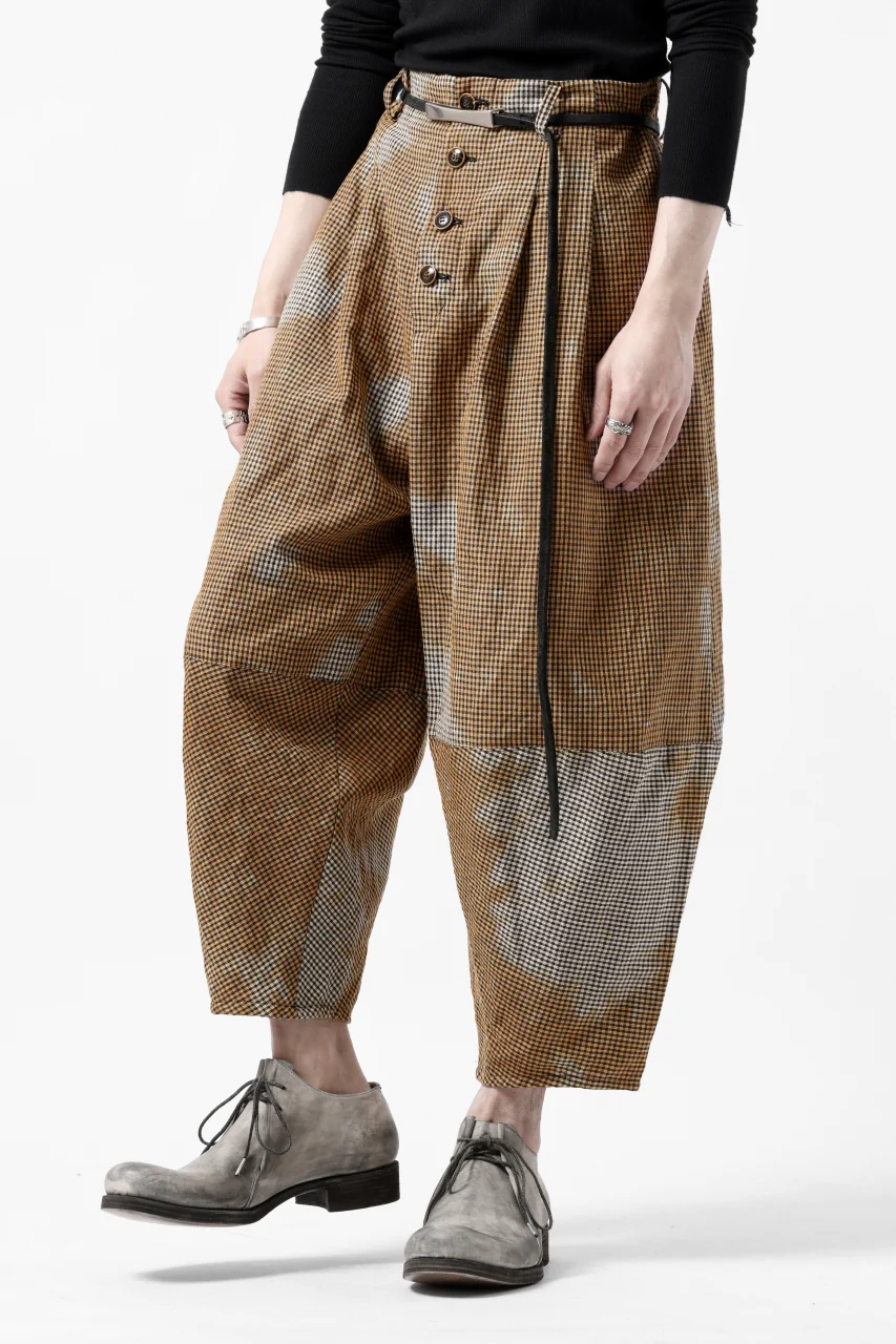 YUTA MATSUOKA 2 tucks wide taper cropped pants / mottled dyeing dead stock woven (gingham check) - Image 22