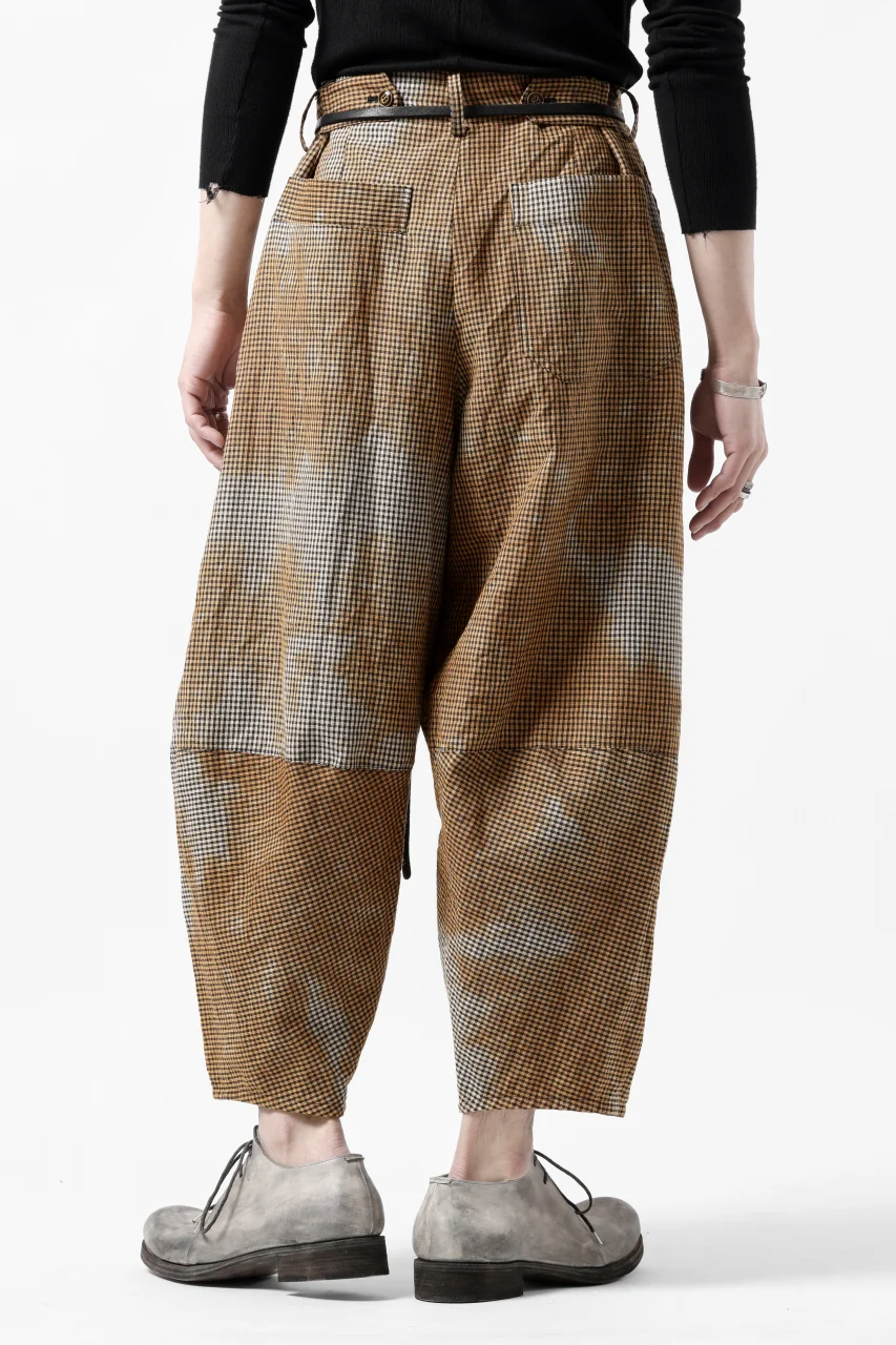 YUTA MATSUOKA 2 tucks wide taper cropped pants / mottled dyeing dead stock woven (gingham check) - Image 25
