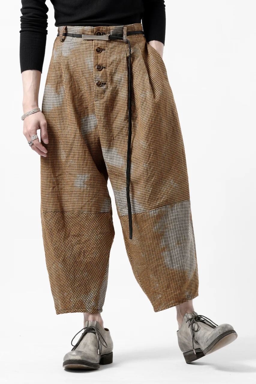 YUTA MATSUOKA 2 tucks wide taper cropped pants / mottled dyeing dead stock woven (gingham check) - Image 27