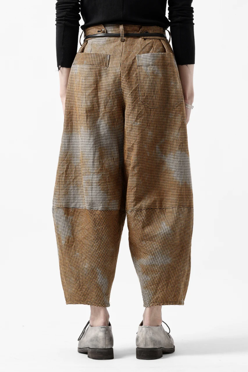 YUTA MATSUOKA 2 tucks wide taper cropped pants / mottled dyeing dead stock woven (gingham check) - Image 7