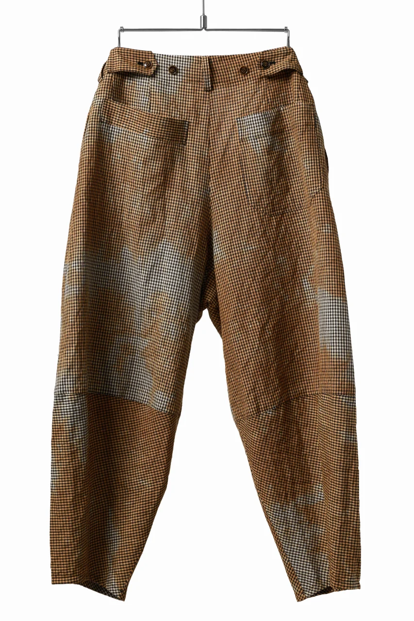 YUTA MATSUOKA 2 tucks wide taper cropped pants / mottled dyeing dead stock woven (gingham check) - Image 9