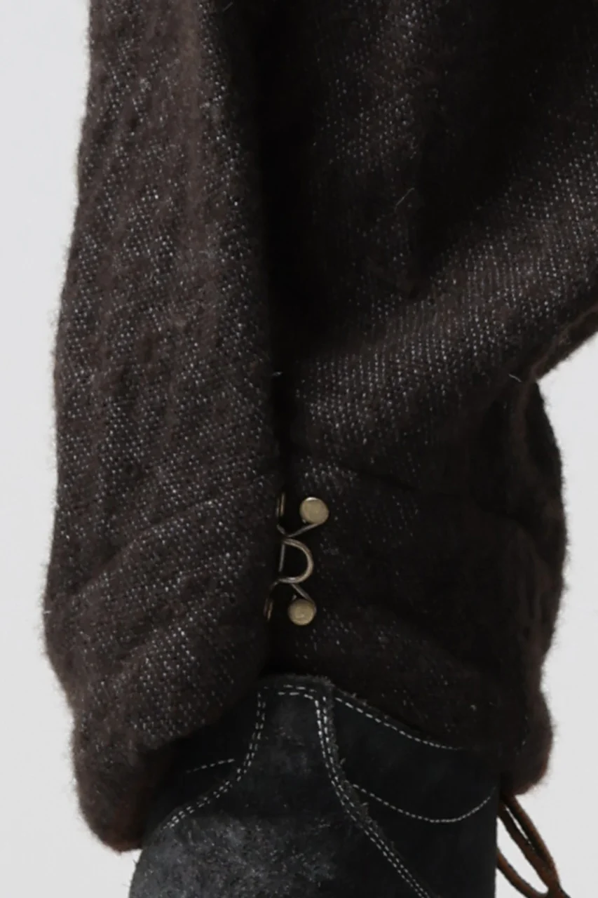 YUTA MATSUOKA 2tucks wide trousers / natural wool linen (dark brown) - Image 11