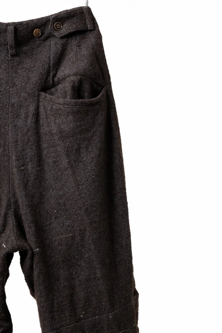 YUTA MATSUOKA 2tucks wide trousers / natural wool linen (dark brown) - Image 20
