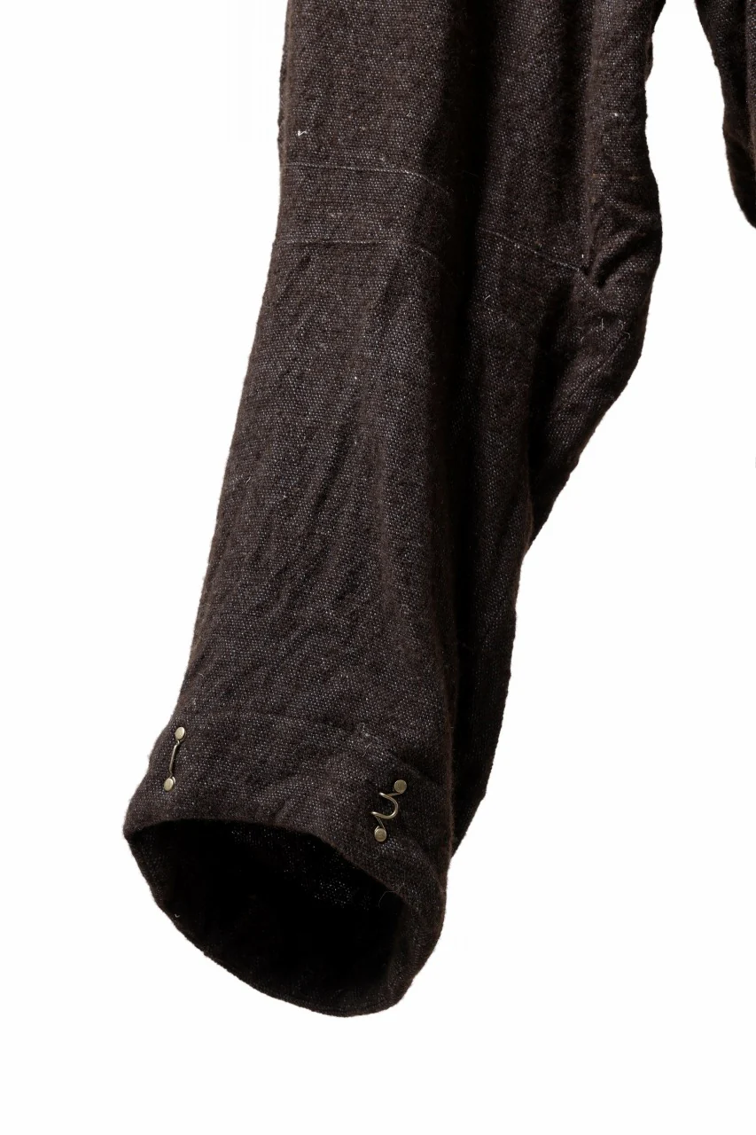 YUTA MATSUOKA 2tucks wide trousers / natural wool linen (dark brown) - Image 22