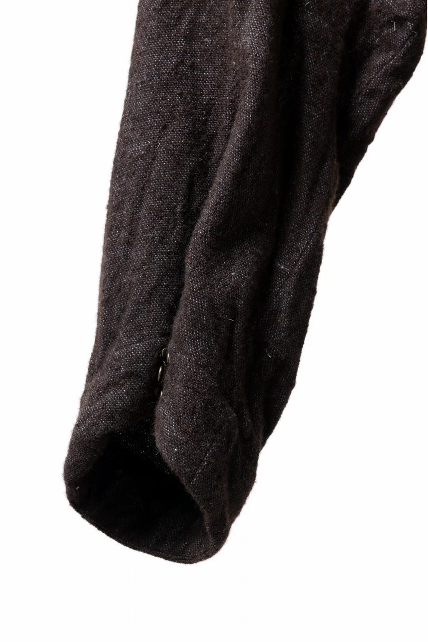 YUTA MATSUOKA 2tucks wide trousers / natural wool linen (dark brown) - Image 23