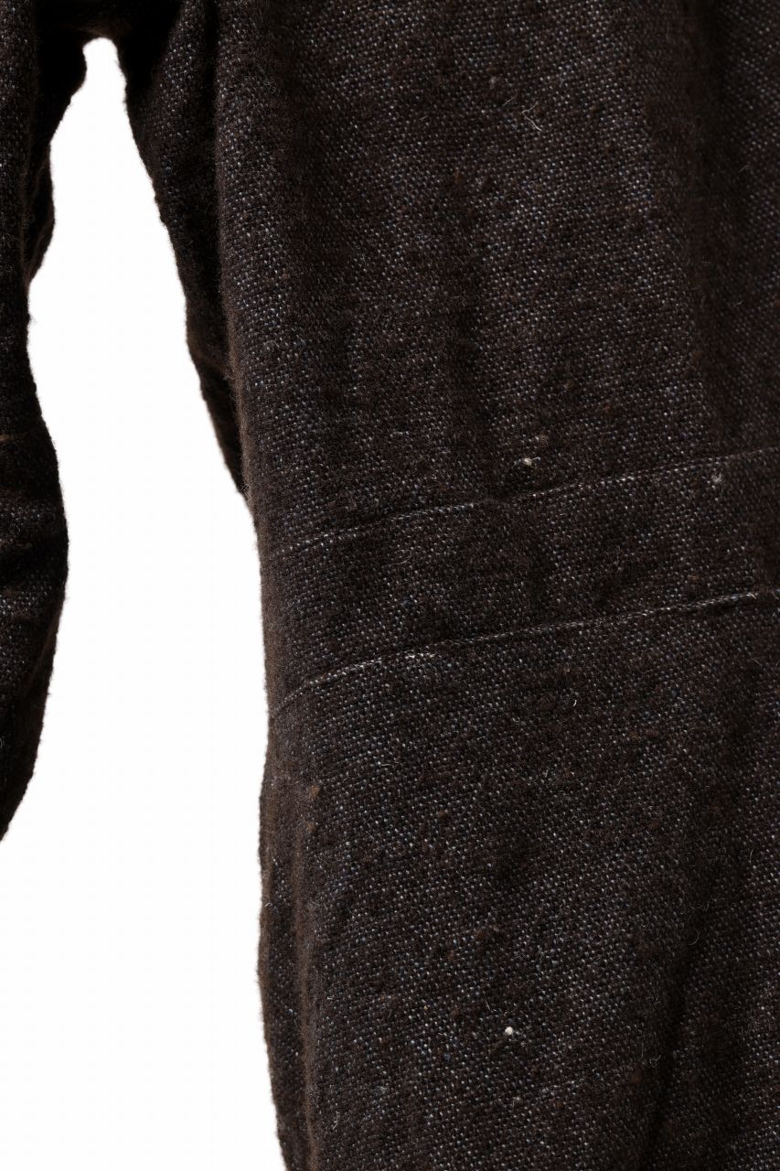 YUTA MATSUOKA 2tucks wide trousers / natural wool linen (dark brown) - Image 26
