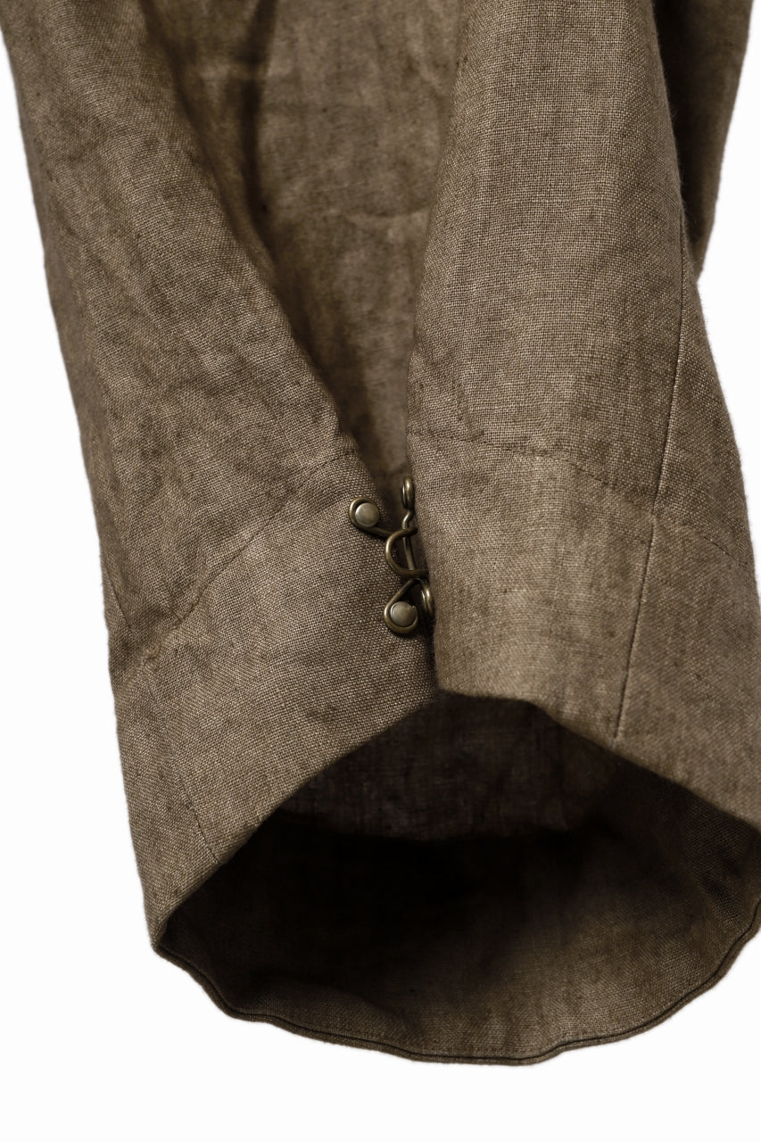 YUTA MATSUOKA 2 tucks wide trousers / sulfur dyed canvas linen (brown) - Image 21