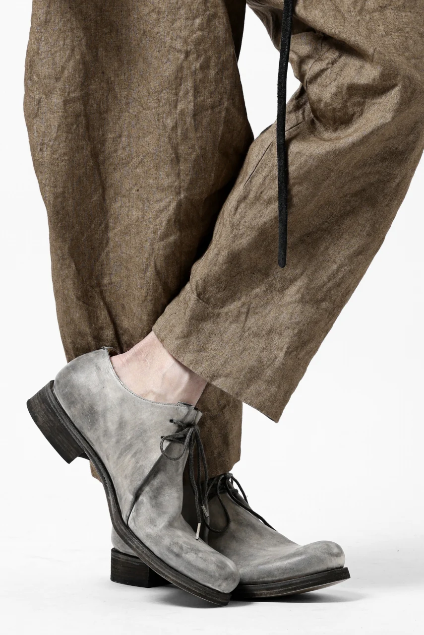 YUTA MATSUOKA 2 tucks wide trousers / sulfur dyed canvas linen (brown) - Image 40