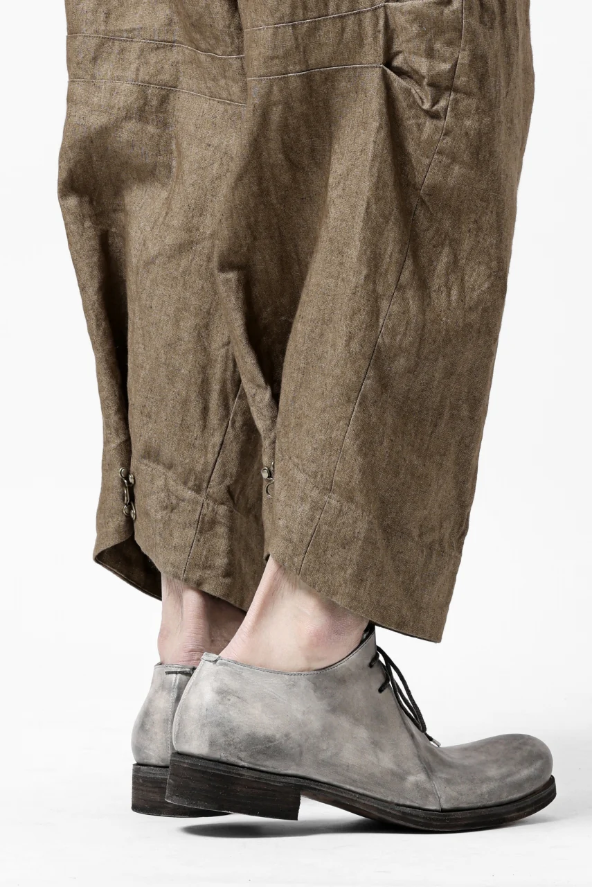 YUTA MATSUOKA 2 tucks wide trousers / sulfur dyed canvas linen (brown) - Image 44
