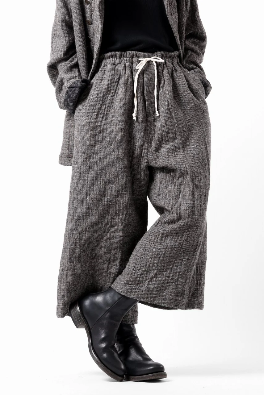 YUTA MATSUOKA baggy pants / double weave cotton wool linen (brown) - Image 14