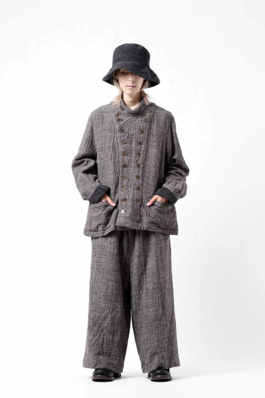 YUTA MATSUOKA baggy pants / double weave cotton wool linen (brown) - Image 15
