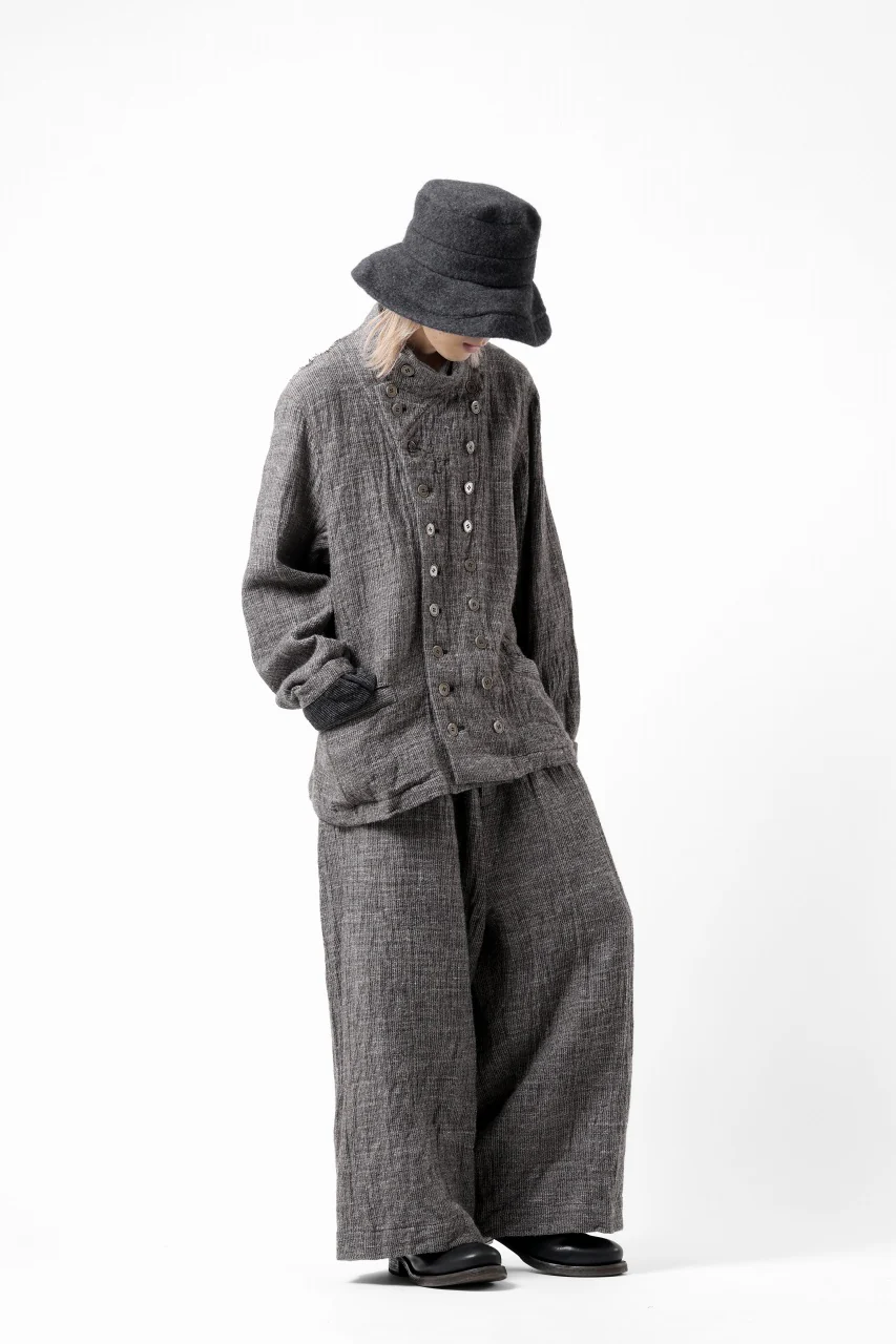 YUTA MATSUOKA baggy pants / double weave cotton wool linen (brown) - Image 16