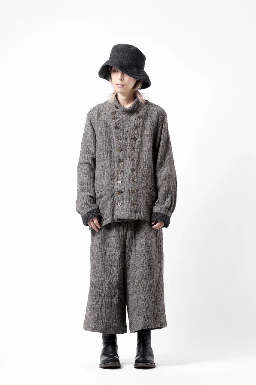 YUTA MATSUOKA baggy pants / double weave cotton wool linen (brown) - Image 17