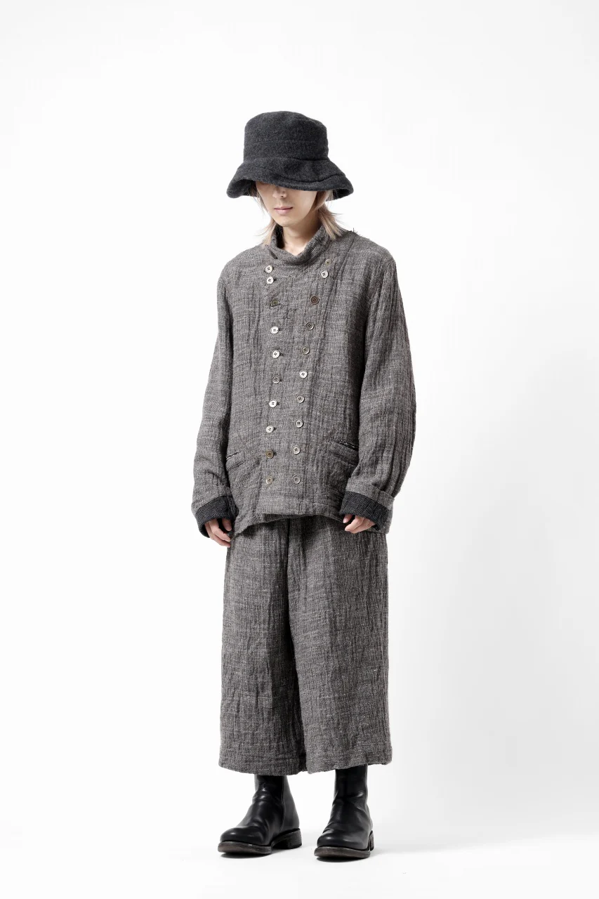 YUTA MATSUOKA baggy pants / double weave cotton wool linen (brown) - Image 18