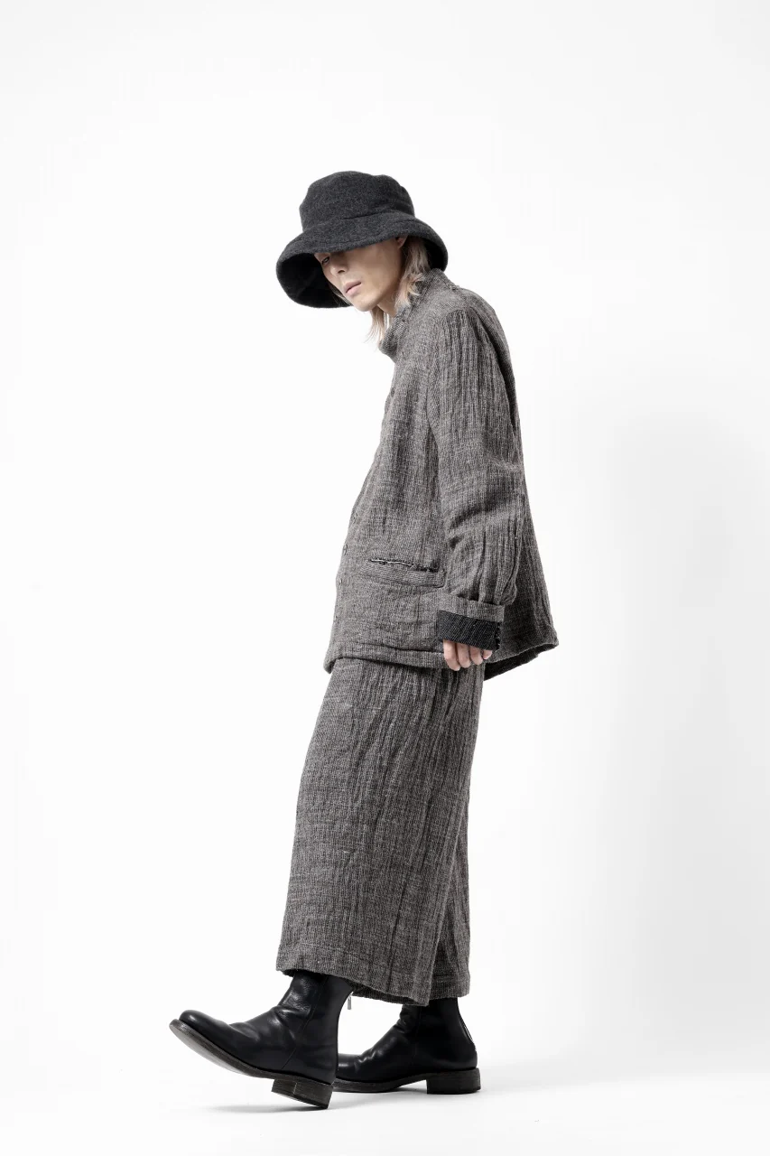 YUTA MATSUOKA baggy pants / double weave cotton wool linen (brown) - Image 19