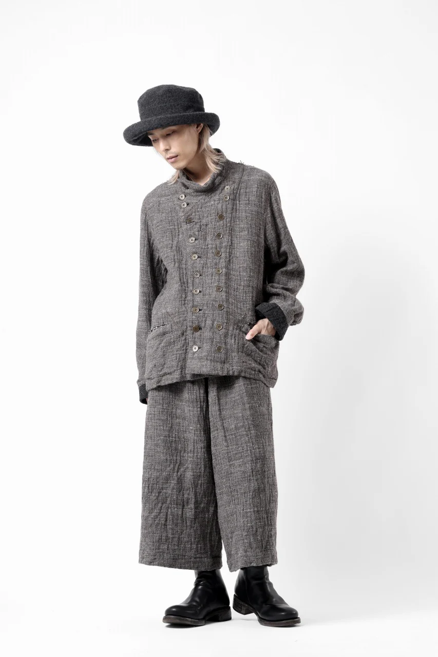 YUTA MATSUOKA baggy pants / double weave cotton wool linen (brown) - Image 20
