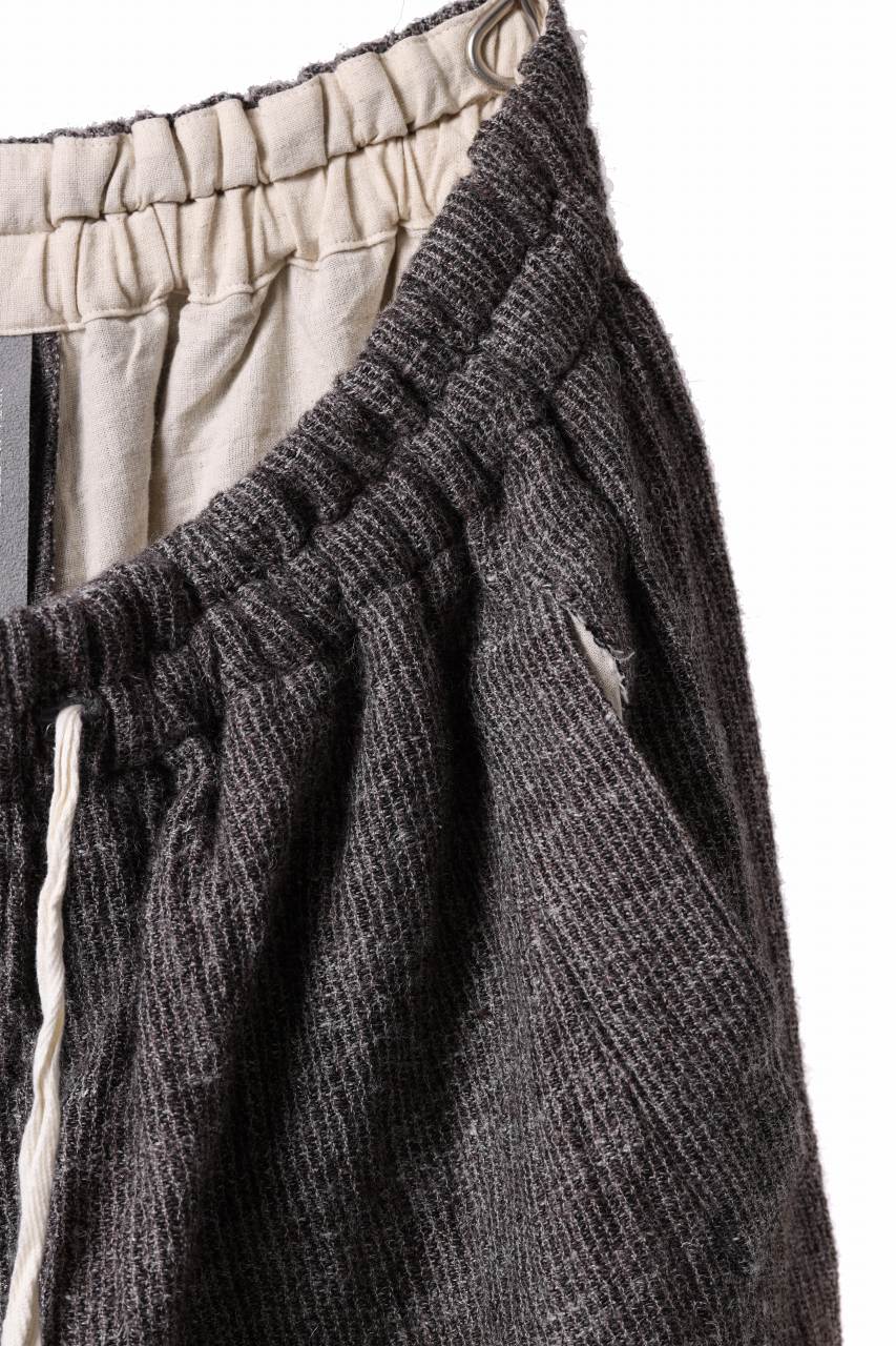 YUTA MATSUOKA baggy pants / double weave cotton wool linen (brown) - Image 6