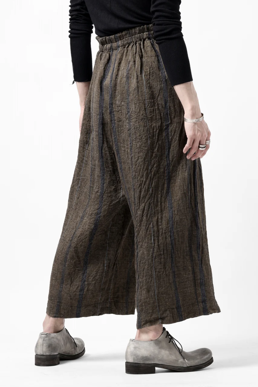 YUTA MATSUOKA buggy trousers / natural wrinkles linen (dark brown stripe) - Image 10