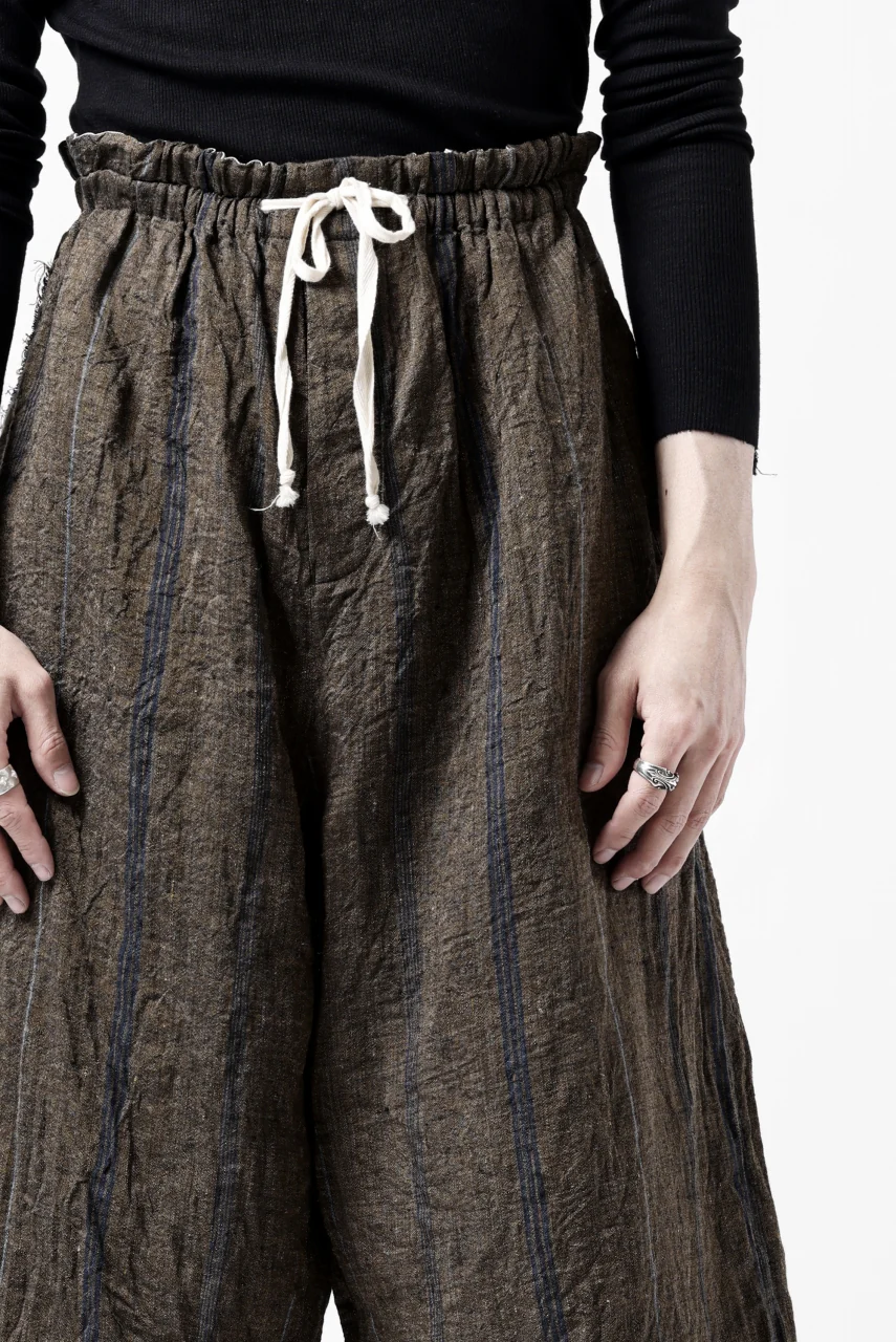 YUTA MATSUOKA buggy trousers / natural wrinkles linen (dark brown stripe) - Image 25
