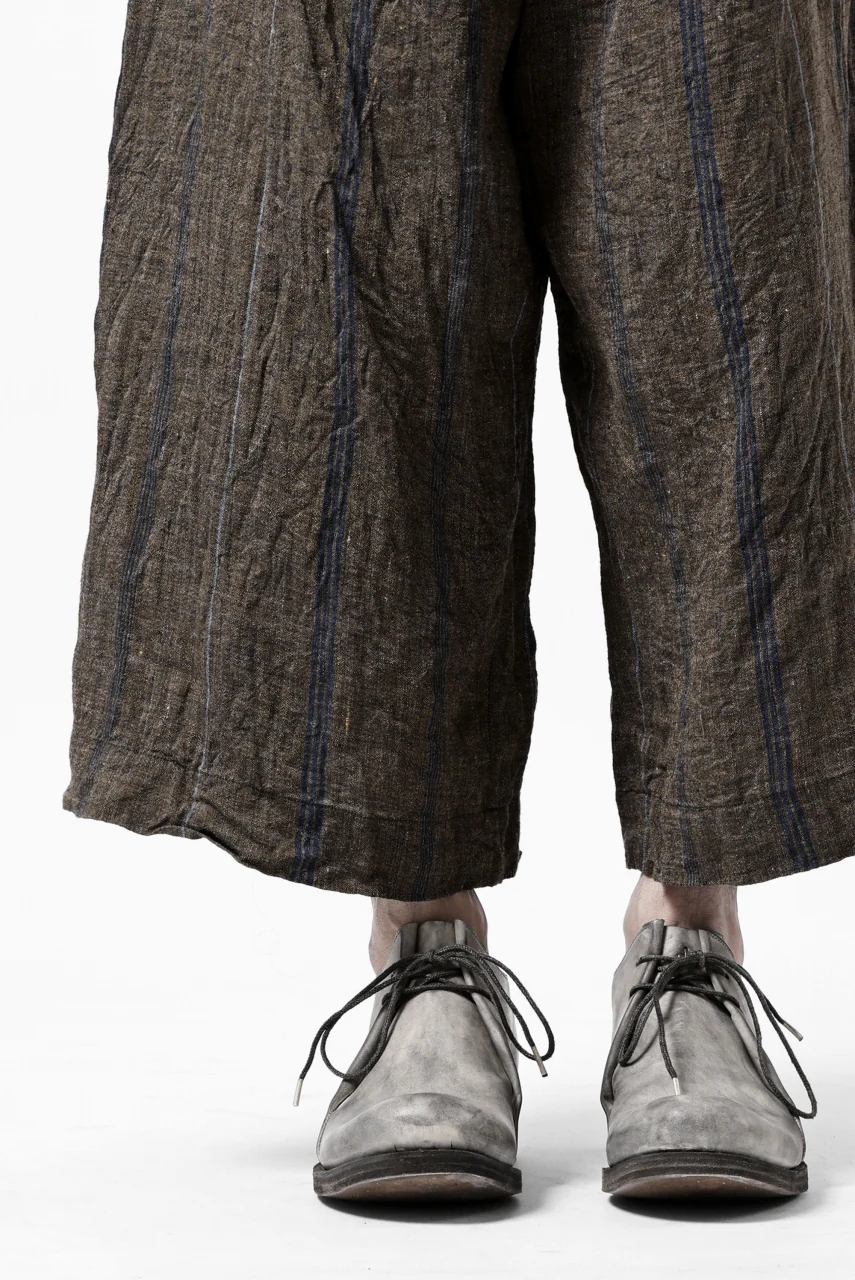 YUTA MATSUOKA buggy trousers / natural wrinkles linen (dark brown stripe) - Image 26
