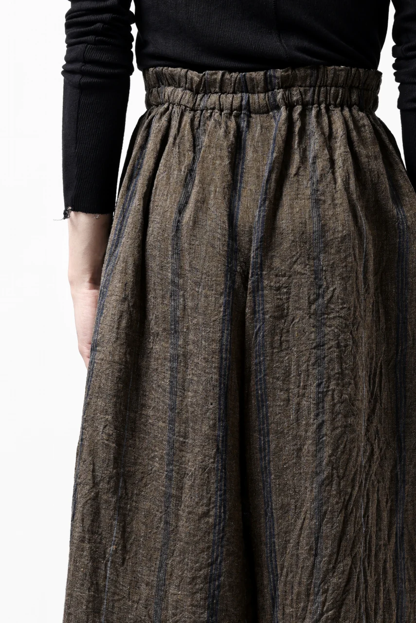YUTA MATSUOKA buggy trousers / natural wrinkles linen (dark brown stripe) - Image 29