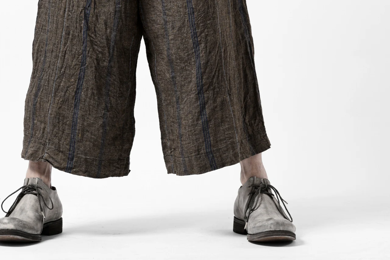 YUTA MATSUOKA buggy trousers / natural wrinkles linen (dark brown stripe) - Image 33