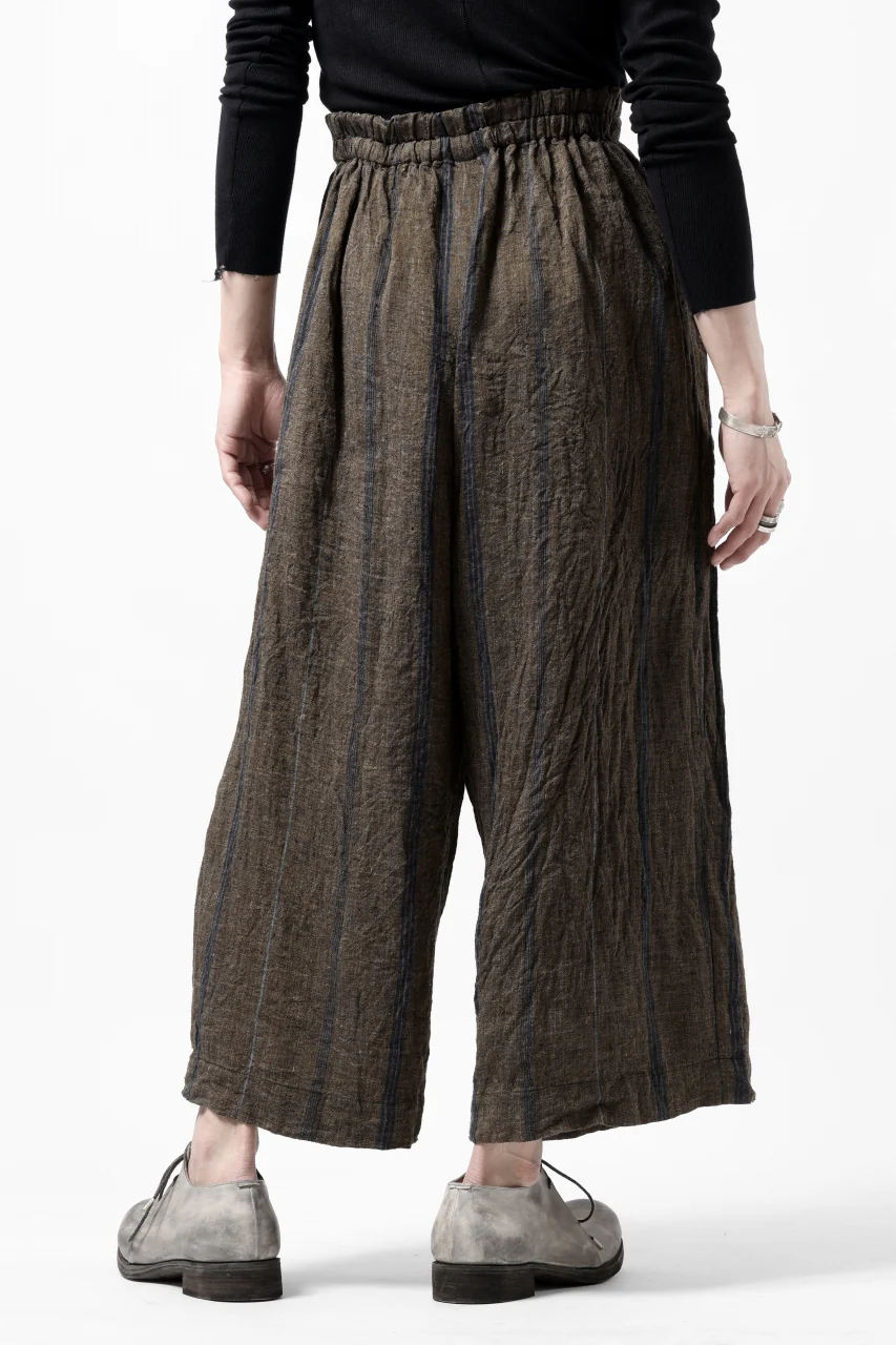 YUTA MATSUOKA buggy trousers / natural wrinkles linen (dark brown stripe) - Image 6
