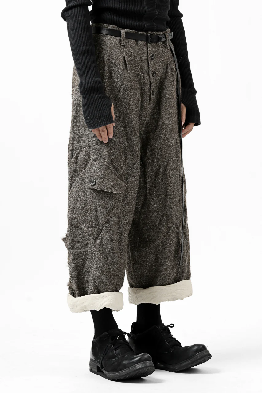 YUTA MATSUOKA buggy trousers / primitive wool (brown) - Image 4