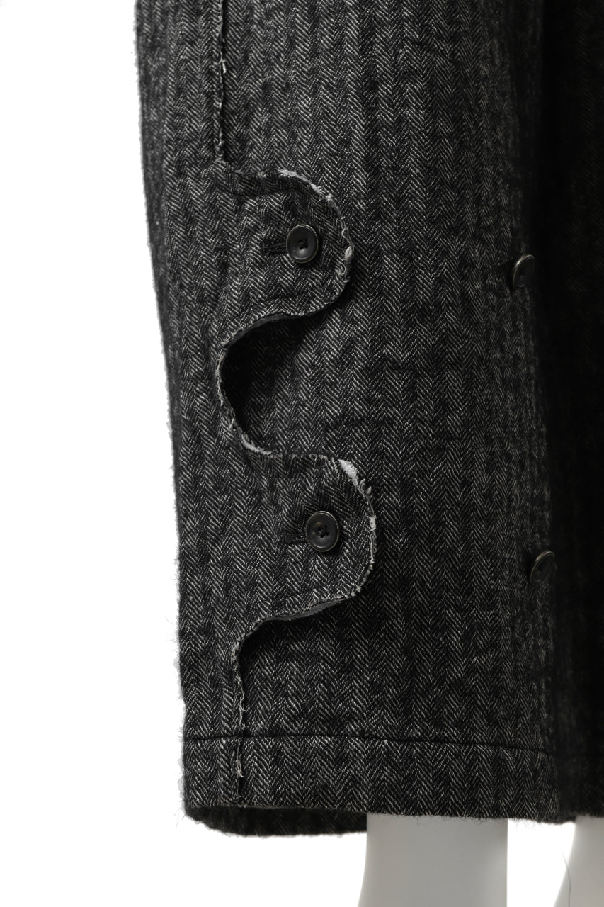 YUTA MATSUOKA buggy trousers / wool linen herringbone (charcoal grey) - Image 31