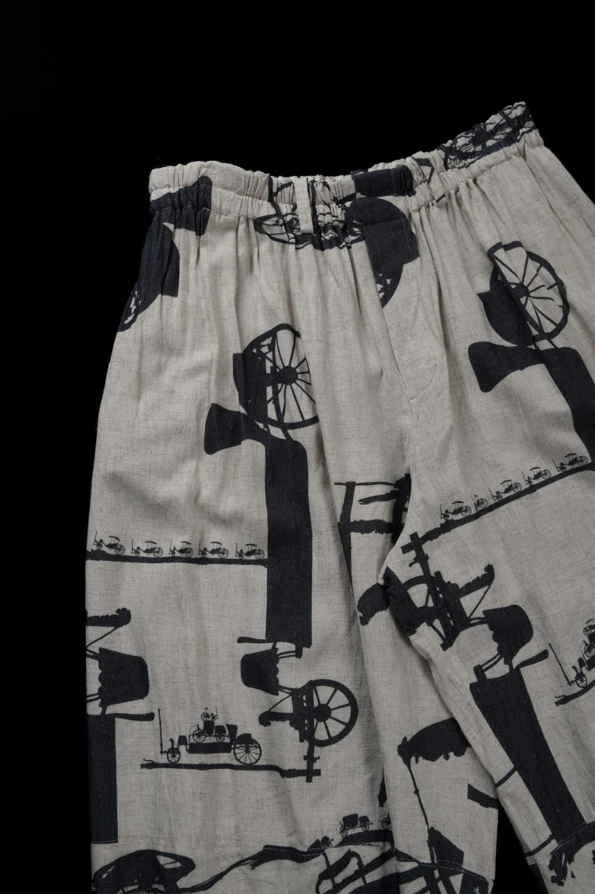 YUTA MATSUOKA circle pants / antique wagon print (ecru/print) - Image 10