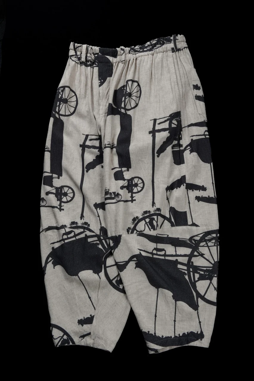 YUTA MATSUOKA circle pants / antique wagon print (ecru/print) - Image 12